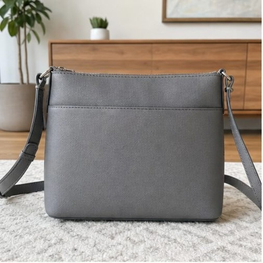 Gray Saffiano Crossbody Bag